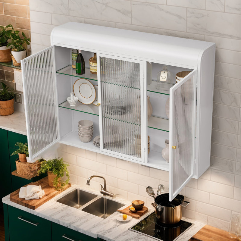 Latitude Run® Wall Mounted Cabinet With Glass Doors | Wayfair